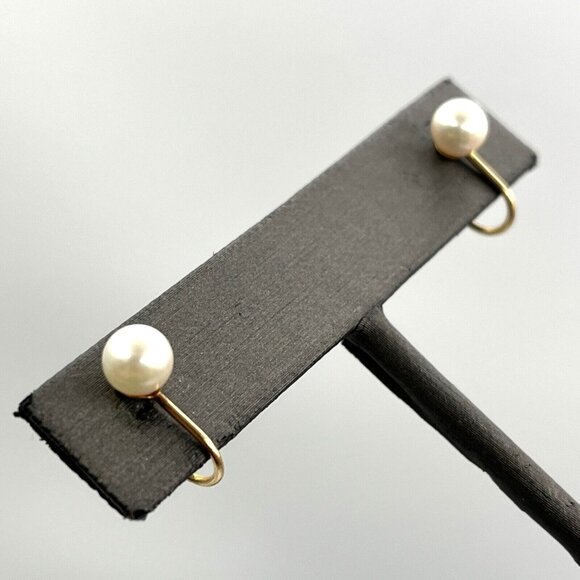 14k Yellow Gold Genuine Pearl Screw-back Earrings - Picture 2 of 9